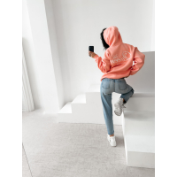 BLUZA DRESOWA BAWEŁNIANA DAMSKA OVERSIZE OLAVOGA ADORE MATCHY MATCHY PEACH