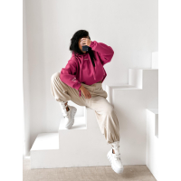 BLUZA DRESOWA BAWEŁNIANA DAMSKA OVERSIZE OLAVOGA ADORE MATCHY MATCHY DIRT PINK