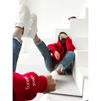 BLUZA DRESOWA BAWEŁNIANA DAMSKA OVERSIZE OLAVOGA ADORE MATCHY MATCHY RED