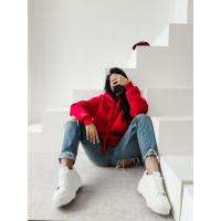 BLUZA DRESOWA BAWEŁNIANA DAMSKA OVERSIZE OLAVOGA ADORE MATCHY MATCHY RED