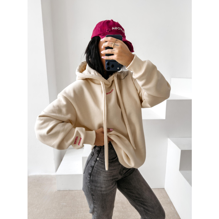 BLUZA DRESOWA BAWEŁNIANA DAMSKA OVERSIZE OLAVOGA ADORE MATCHY MATCHY COCONUT