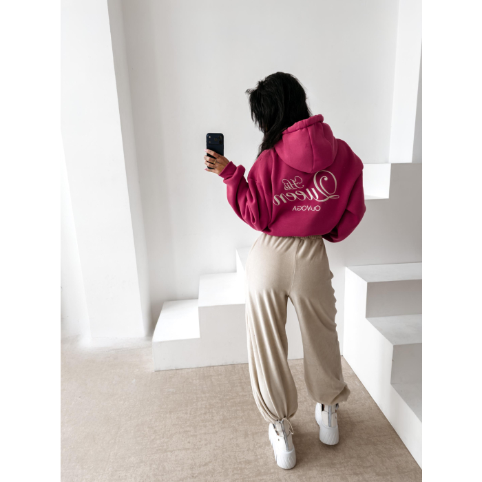 BLUZA DRESOWA BAWEŁNIANA DAMSKA OVERSIZE OLAVOGA ADORE MATCHY MATCHY DIRT PINK