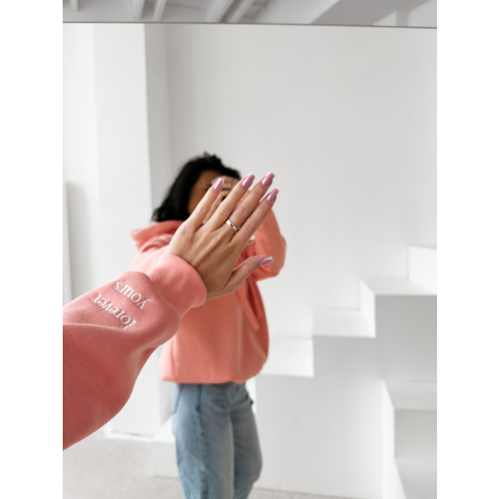 BLUZA DRESOWA BAWEŁNIANA DAMSKA OVERSIZE OLAVOGA ADORE MATCHY MATCHY PEACH