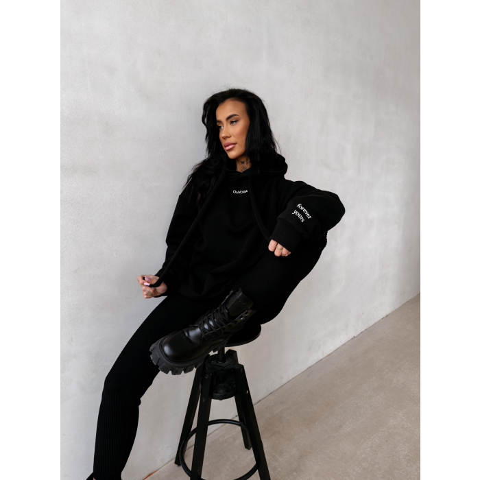 BLUZA DRESOWA BAWEŁNIANA DAMSKA OVERSIZE OLAVOGA ADORE MATCHY MATCHY BLACK