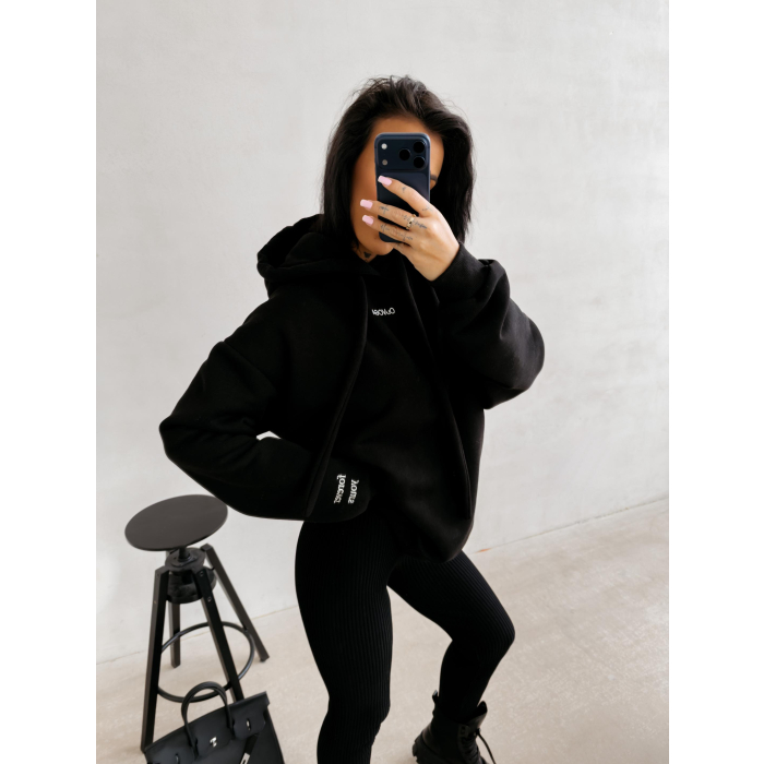 BLUZA DRESOWA BAWEŁNIANA DAMSKA OVERSIZE OLAVOGA ADORE MATCHY MATCHY BLACK
