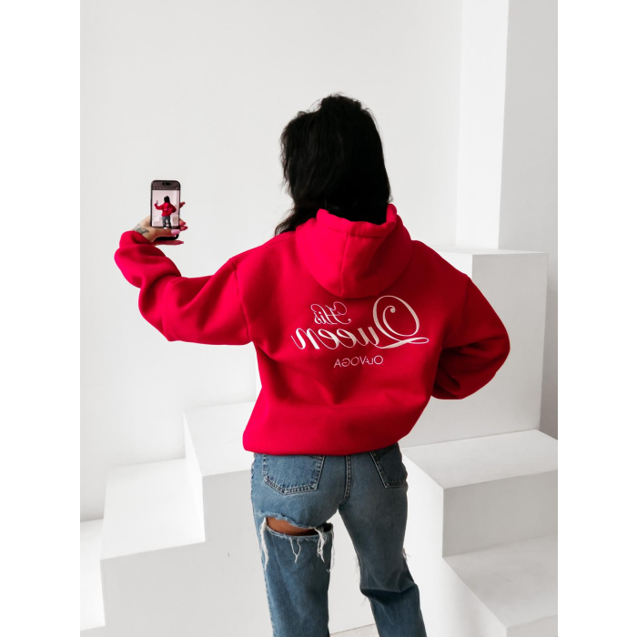 BLUZA DRESOWA BAWEŁNIANA DAMSKA OVERSIZE OLAVOGA ADORE MATCHY MATCHY RED
