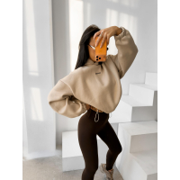 BLUZA DRESOWA BAWEŁNIANA DAMSKA OVERSIZE OLAVOGA VELA BEIGE
