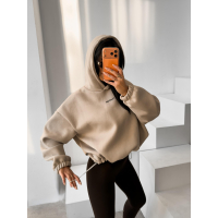 BLUZA DRESOWA BAWEŁNIANA DAMSKA OVERSIZE OLAVOGA VELA BEIGE