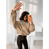 BLUZA DRESOWA BAWEŁNIANA DAMSKA OVERSIZE OLAVOGA VELA BEIGE