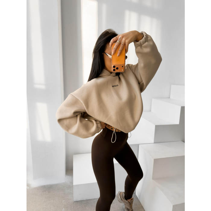 BLUZA DRESOWA BAWEŁNIANA DAMSKA OVERSIZE OLAVOGA VELA BEIGE