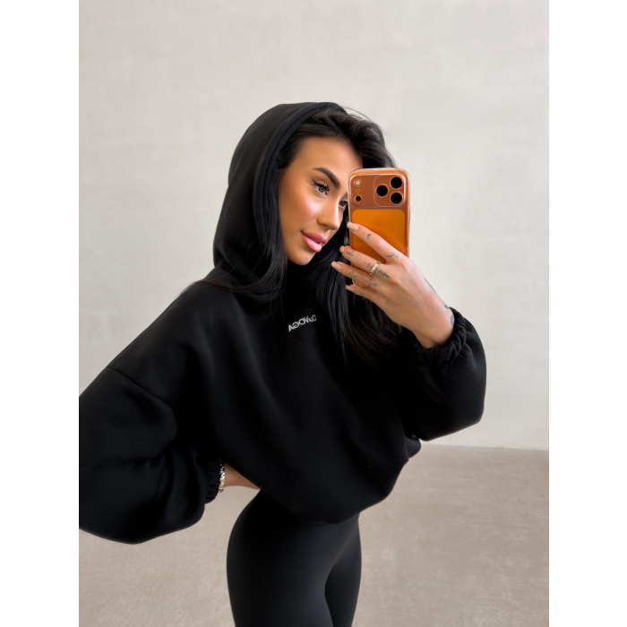 BLUZA DRESOWA BAWEŁNIANA DAMSKA OVERSIZE OLAVOGA VELA BLACK