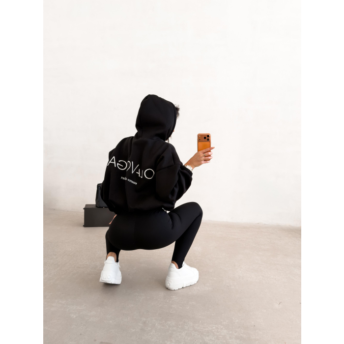 BLUZA DRESOWA BAWEŁNIANA DAMSKA OVERSIZE OLAVOGA VELA BLACK