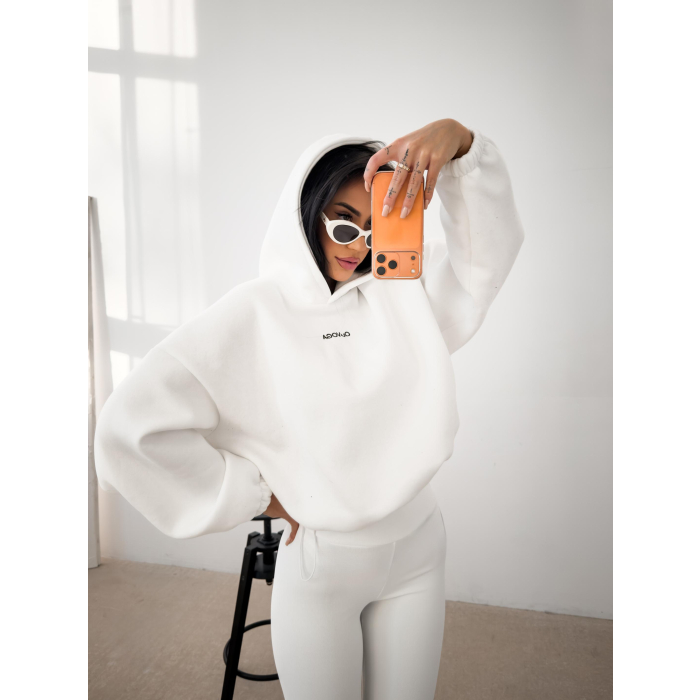 BLUZA DRESOWA BAWEŁNIANA DAMSKA OVERSIZE OLAVOGA VELA ECRU
