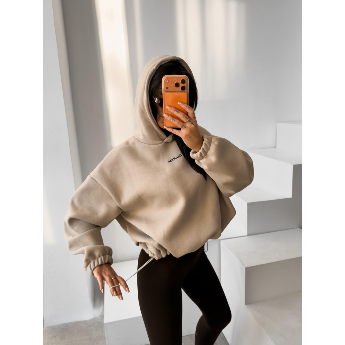 BLUZA DRESOWA BAWEŁNIANA DAMSKA OVERSIZE OLAVOGA VELA BEIGE