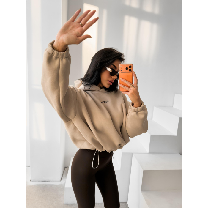 BLUZA DRESOWA BAWEŁNIANA DAMSKA OVERSIZE OLAVOGA VELA BEIGE