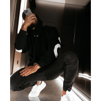 BLUZA MĘSKA BAWEŁNIANA OVERSIZE OLAVOGA MEN VINTA BLACK