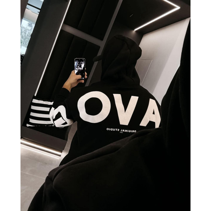 BLUZA MĘSKA BAWEŁNIANA OVERSIZE OLAVOGA MEN VINTA BLACK