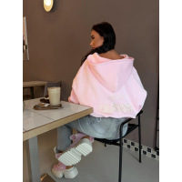 BLUZA DRESOWA BAWEŁNIANA DAMSKA Z KAPTUREM NA ZAMEK OLAVOGA LASANA PINK