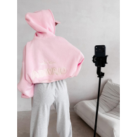 BLUZA DRESOWA BAWEŁNIANA DAMSKA Z KAPTUREM NA ZAMEK OLAVOGA LASANA PINK