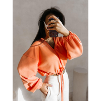 BLUZA DRESOWA BAWEŁNIANA DAMSKA Z KAPTUREM NA ZAMEK OLAVOGA NERIN PEACH