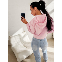 BLUZA DRESOWA BAWEŁNIANA DAMSKA Z KAPTUREM OLAVOGA APERIO PINK