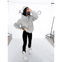 BLUZA DRESOWA BAWEŁNIANA DAMSKA Z KAPTUREM OLAVOGA RUNAWAY GRAY