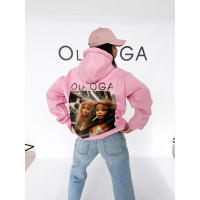 BLUZA DRESOWA BAWEŁNIANA DAMSKA Z KAPTUREM OLAVOGA RUNAWAY PINK
