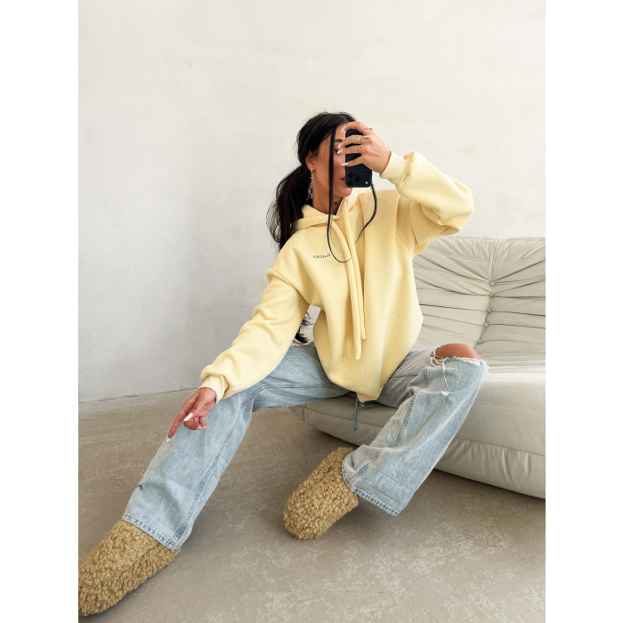 BLUZA DRESOWA BAWEŁNIANA DAMSKA Z KAPTUREM OLAVOGA RUNAWAY YELLOW