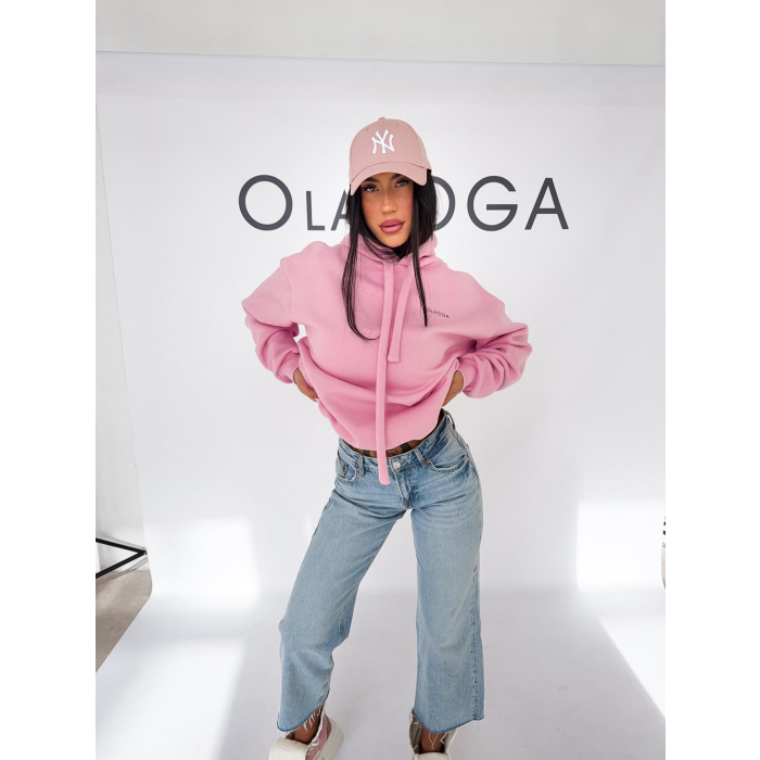 BLUZA DRESOWA BAWEŁNIANA DAMSKA Z KAPTUREM OLAVOGA RUNAWAY PINK
