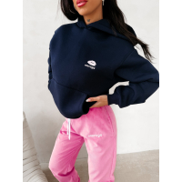 BLUZA DRESOWA BAWEŁNIANA DAMSKA Z KAPTUREM USTA OLAVOGA LUCKY MINDSET NAVY BLUE
