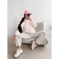 BLUZA DRESOWA BAWEŁNIANA DAMSKA Z KAPTUREM USTA OLAVOGA LUCKY MINDSET LIGHT PINK