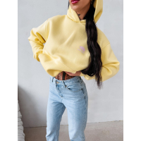 BLUZA DRESOWA BAWEŁNIANA DAMSKA Z KAPTUREM USTA OLAVOGA LUCKY MINDSET NAVY YELLOW