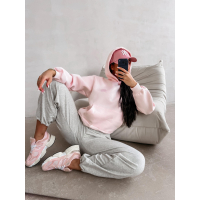 BLUZA DRESOWA BAWEŁNIANA DAMSKA Z KAPTUREM USTA OLAVOGA LUCKY MINDSET LIGHT PINK
