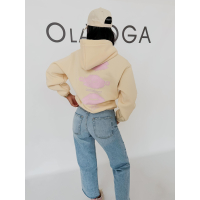 BLUZA DRESOWA BAWEŁNIANA DAMSKA Z KAPTUREM USTA OLAVOGA LUCKY MINDSET COCONUT