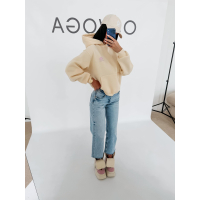 BLUZA DRESOWA BAWEŁNIANA DAMSKA Z KAPTUREM USTA OLAVOGA LUCKY MINDSET COCONUT