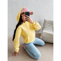BLUZA DRESOWA BAWEŁNIANA DAMSKA Z KAPTUREM USTA OLAVOGA LUCKY MINDSET NAVY YELLOW