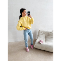 BLUZA DRESOWA BAWEŁNIANA DAMSKA Z KAPTUREM USTA OLAVOGA LUCKY MINDSET NAVY YELLOW
