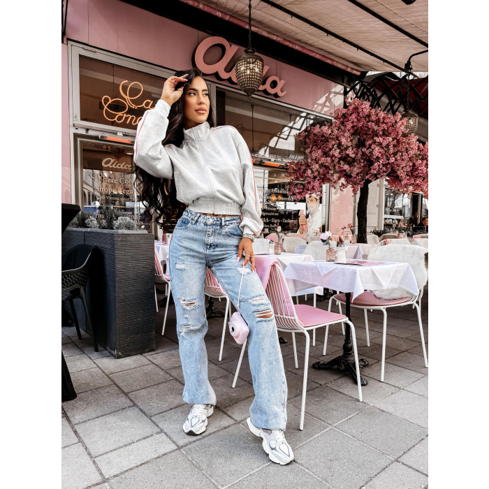 BLUZA DRESOWA DAMSKA NA ZAMEK OLAVOGA ROSEA GRAY