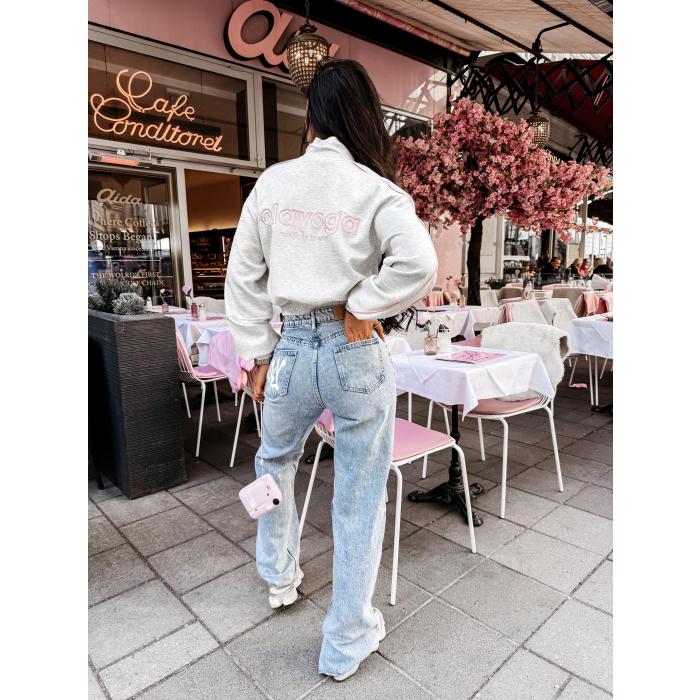 BLUZA DRESOWA DAMSKA NA ZAMEK OLAVOGA ROSEA GRAY