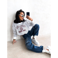 BLUZA DRESOWA DAMSKA OVERSIZE PASKI OLAVOGA TENCI WHITE