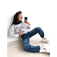 BLUZA DRESOWA DAMSKA OVERSIZE PASKI OLAVOGA TENCI WHITE