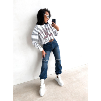 BLUZA DRESOWA DAMSKA OVERSIZE PASKI OLAVOGA TENCI WHITE