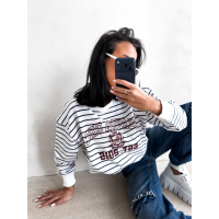 BLUZA DRESOWA DAMSKA OVERSIZE PASKI OLAVOGA TENCI WHITE