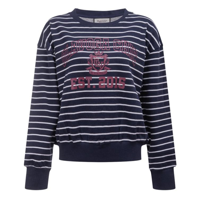 BLUZA DRESOWA DAMSKA OVERSIZE PASKI OLAVOGA TENCI NAVY BLUE