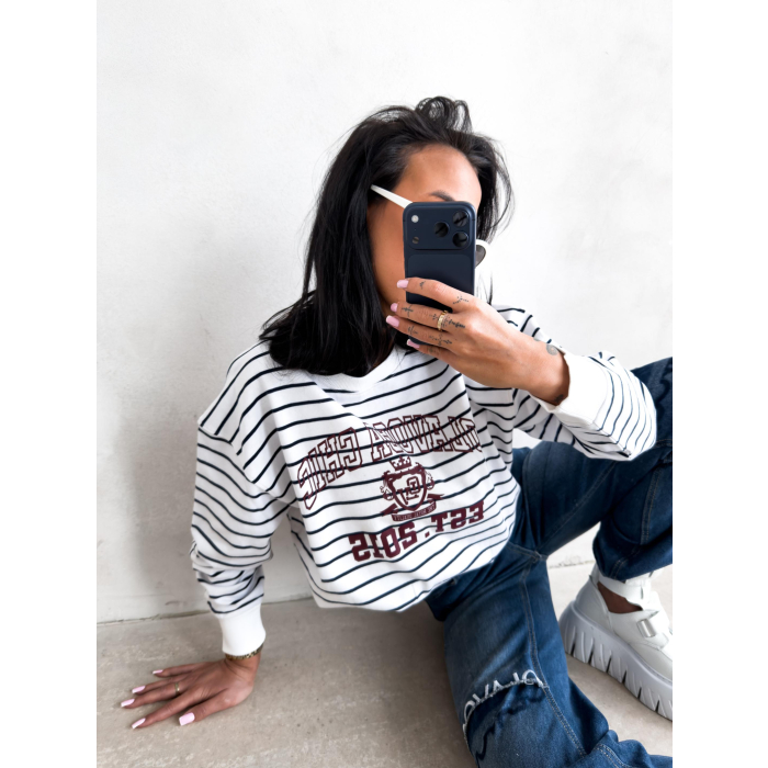 BLUZA DRESOWA DAMSKA OVERSIZE PASKI OLAVOGA TENCI WHITE
