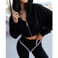 BLUZA DRESOWA DAMSKA Z KAPTUREM NA ZAMEK OLAVOGA PADSUI BLACK