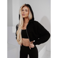 BLUZA DRESOWA DAMSKA Z KAPTUREM NA ZAMEK OLAVOGA PADSUI BLACK