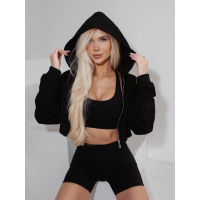 BLUZA DRESOWA DAMSKA Z KAPTUREM NA ZAMEK OLAVOGA PADSUI BLACK