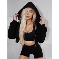 BLUZA DRESOWA DAMSKA Z KAPTUREM NA ZAMEK OLAVOGA PADSUI BLACK