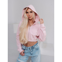 BLUZA DRESOWA DAMSKA Z KAPTUREM NA ZAMEK OLAVOGA PADSUI PINK